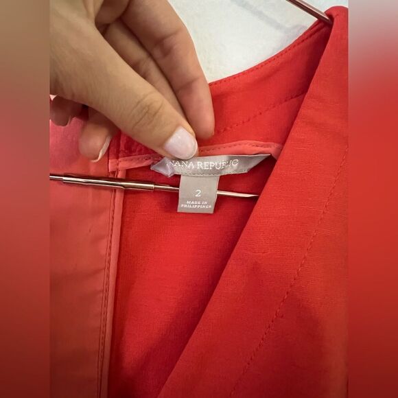 Banana Republice red Orange sleeveless dress V neck size 2 - Picture 2 of 8